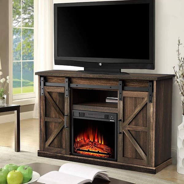 fireplace tv stand with sliding barn doors