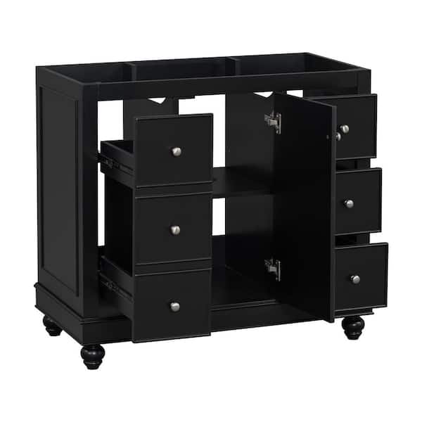 35.28 in. W x 17.8 in. D x 32.87 in. H Bath Vanity Cabinet Without Top in Black