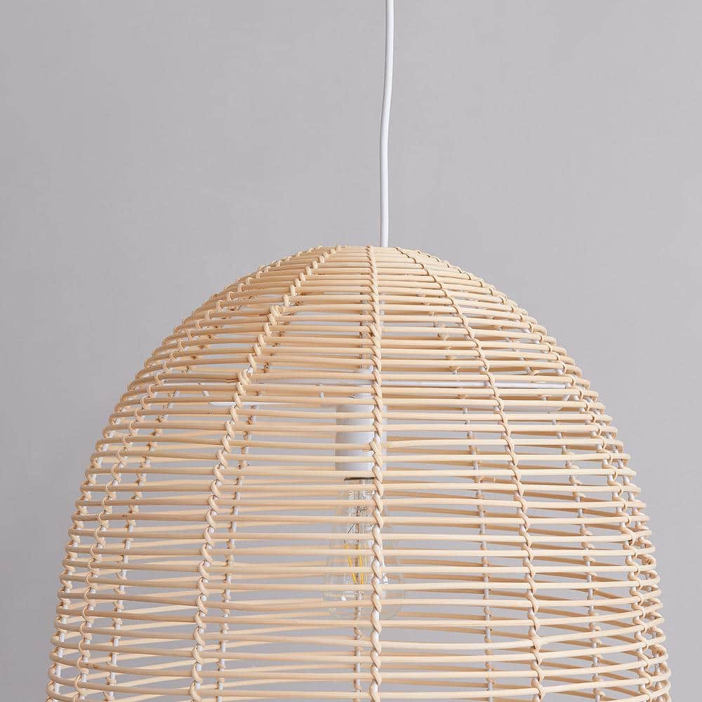 Formosa 20" Natural Rattan Cage Pendant Lamp with Warm Glow