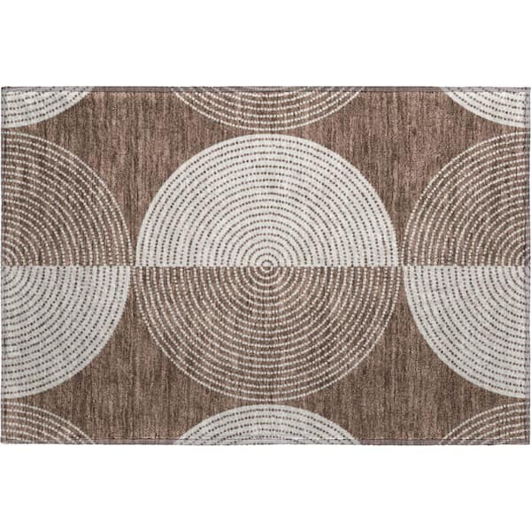 Mayfield Premium Machine Washable Abstract AMF2275 Beige 2 ft. x 3 ft. Accent Rug