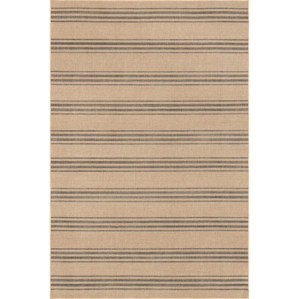 Lavina Striped Easy Jute Machine Washable Natural 9 ft. x 12 ft. Area Rug