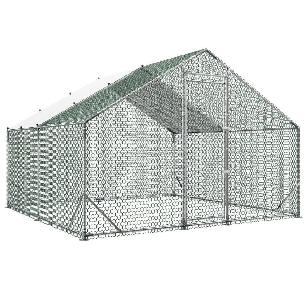 Large Metal Chicken Coop, 9.8 x 9.8 x 6.6 ft., Walk-in Chicken Run House with Waterproof Cover and Sturdy Frame price history on PriceWatchPro