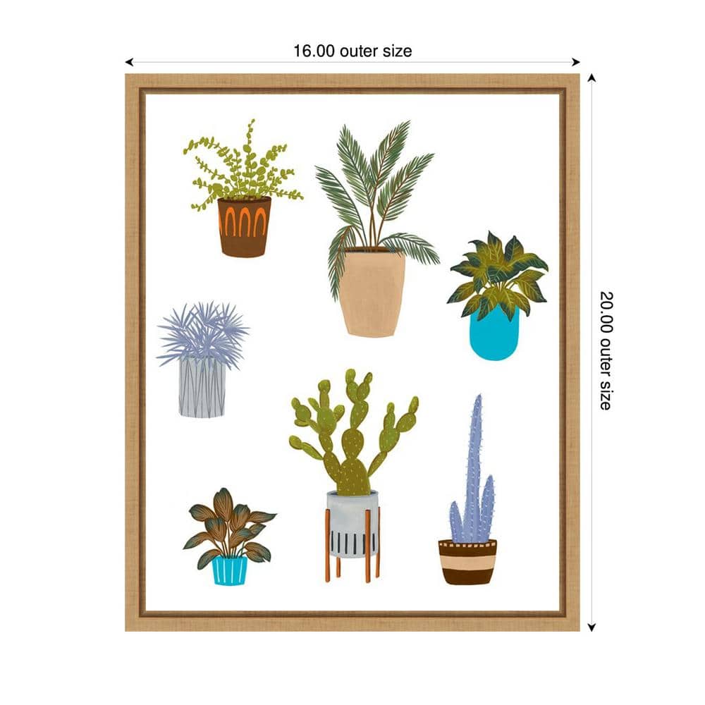 Houseplant Chart II Modern Giclee Print on Canvas with Maple Frame