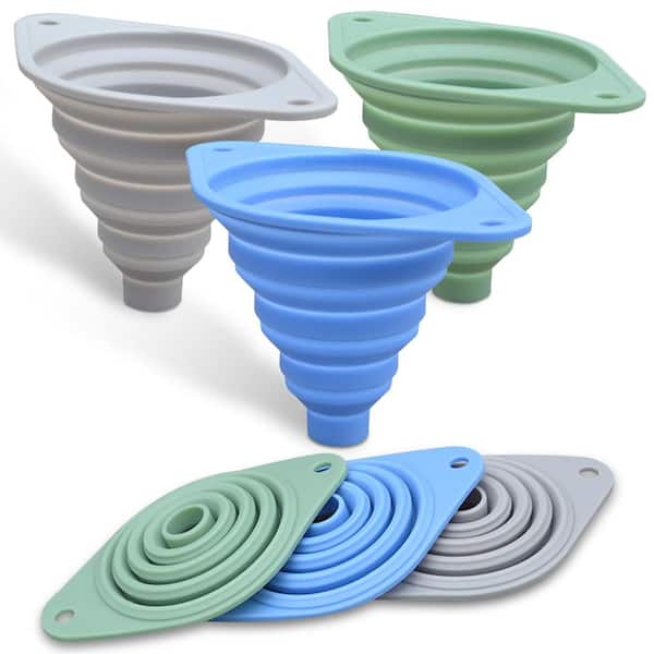 Collapsible Silicone Funnel Set of 3, Food-Grade, Heat-Resistant from -40 to 240 C for Filling Bottles