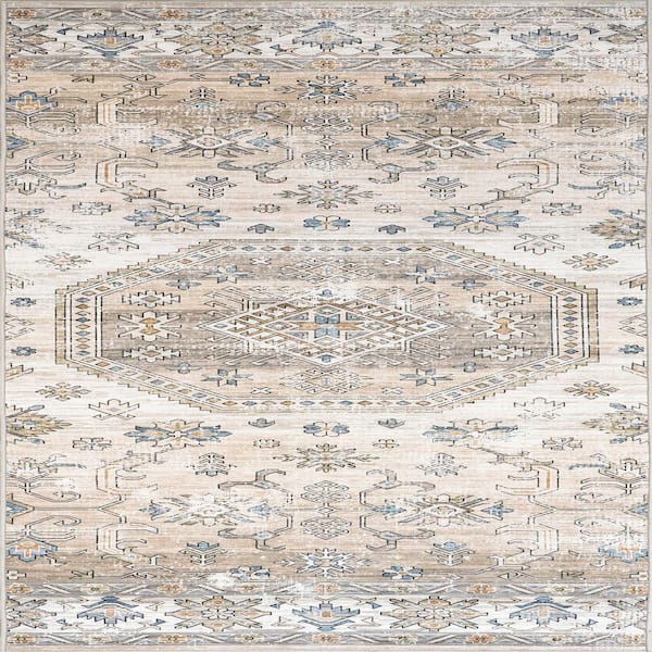 nuLOOM Darby Persian Spill-Proof Machine Washable Ivory 2 ft. 6 in. x 10 ft. Runner Rug