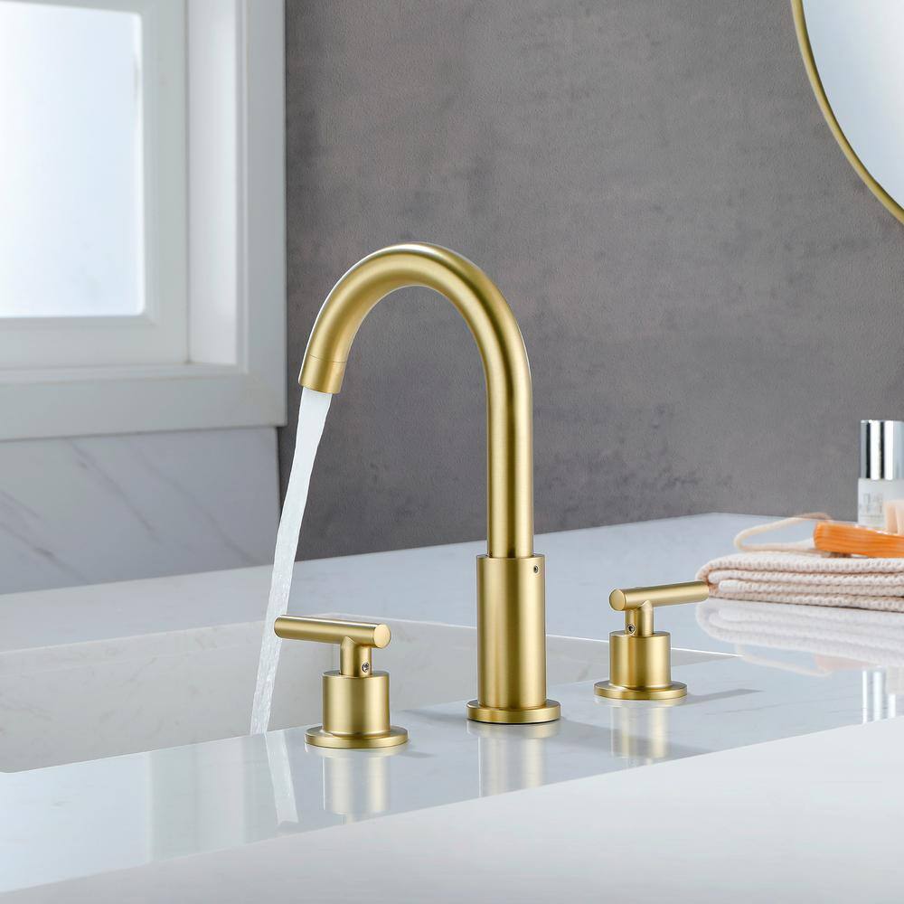 Brushed Gold 8 in. Widespread Double-Handle Bathroom Faucet