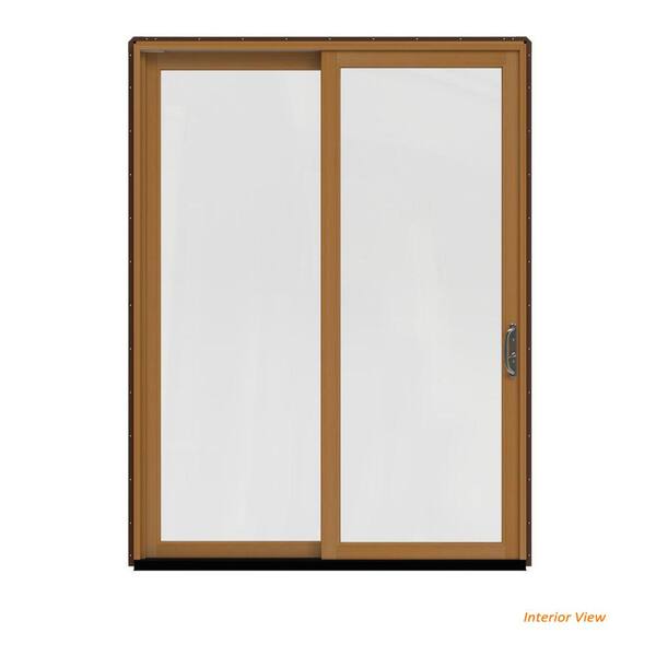 JELD-WEN 72 in. x 96 in. W-2500 Contemporary Brown Clad Wood Left-Hand Full Lite Sliding Patio Door w/Stained Interior
