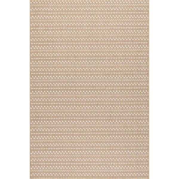 Frenshe Interiors Haylo Geometric Neutral 4 ft. x 6 ft. Indoor/Outdoor Patio Area Rug