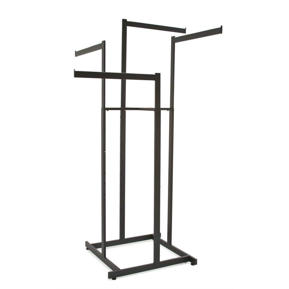 Econoco Black Steel 45 in. W x 72 in. H 4-Way Rack with Rectangular Tubing Straight Arms