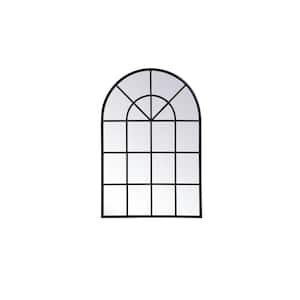 Timeless Home 31.5 in. W x 47.25 in. H Midcentury Modern Windowpane Metal Window Black Mirror