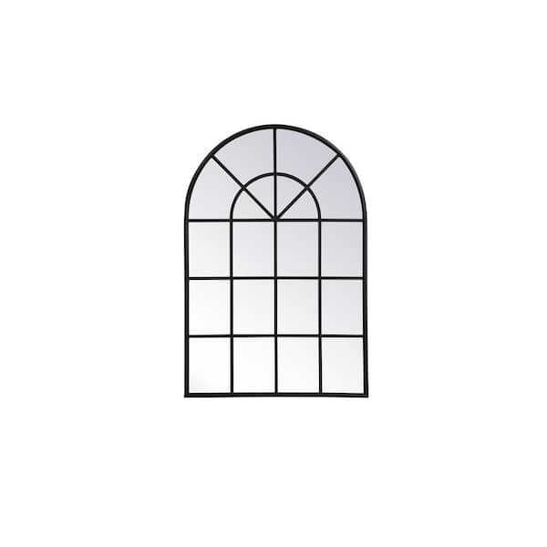 Unbranded Timeless Home 31.5 in. W x 47.25 in. H Midcentury Modern Windowpane Metal Window Black Mirror