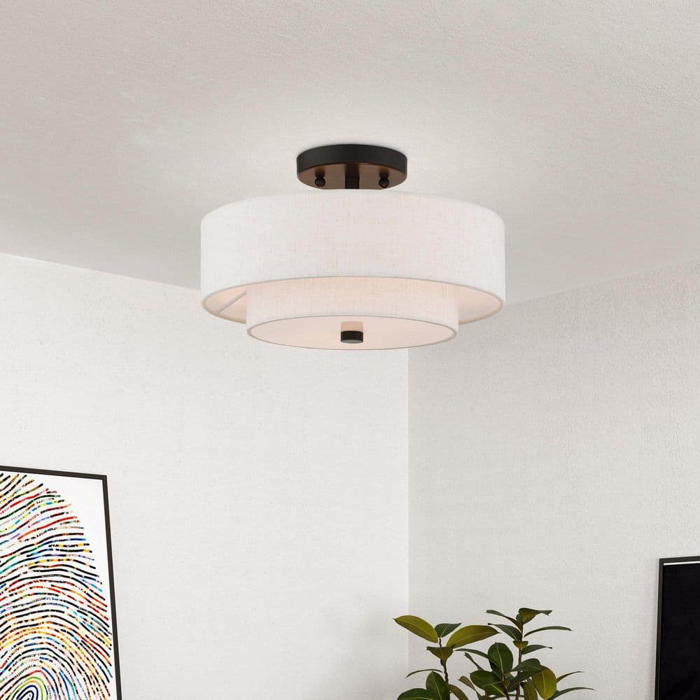 Claremont Transitional 2-Light Indoor/Outdoor Ceiling Mount in English Bronze