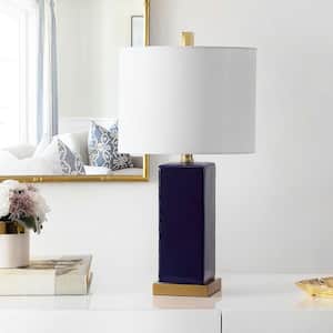 Wendi 23 in. Navy Table Lamp with White Shade