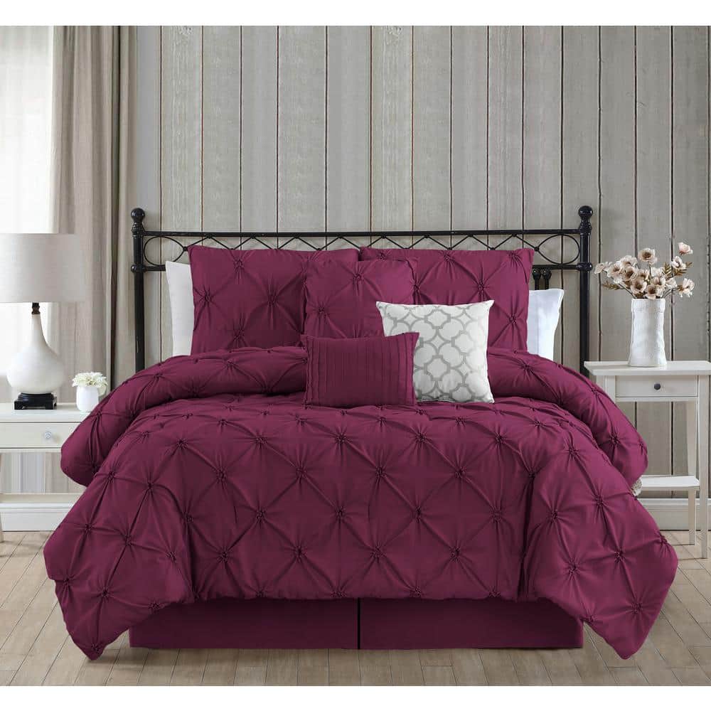 7Piece Purple Smoked Circle Embellished Microfiber Queen Comforter Set SC7PCPPLQ The Home Depot