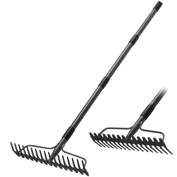 63 in. Metal Handle Garden Rake Heavy Duty Metal Tine Rake for Leveling Soil, Raking Leaves, Weeding