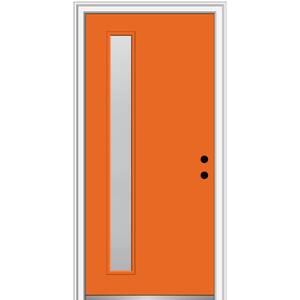 36 in. x 80 in. Viola Left-Hand Inswing 1-Lite Frosted Glass Painted Fiberglass Prehung Front Door on 6-9/16 in. Frame