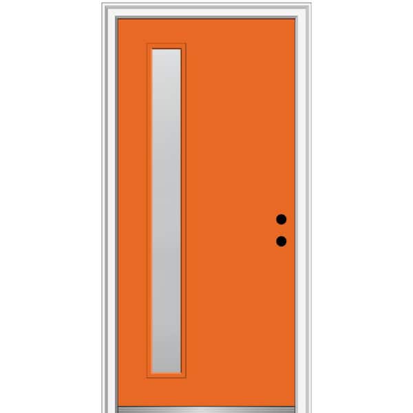 MMI Door 36 in. x 80 in. Viola Left-Hand Inswing 1-Lite Frosted Glass Painted Fiberglass Prehung Front Door on 6-9/16 in. Frame