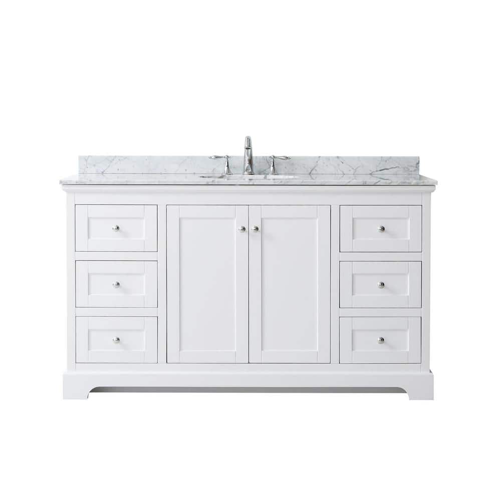 Avery 60'' White Single Bathroom Vanity with Marble Top