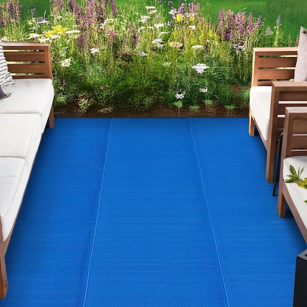 Luna Blue 4 ft. x 6 ft. Solid Indoor/Outdoor Area Rug