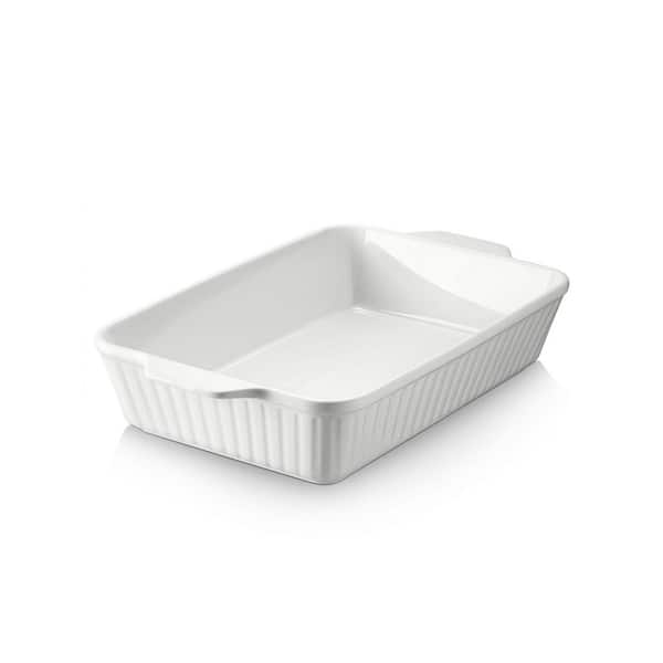 9 in. x 13 in. 4.2 qt. Soft White Ceramic Oven Safe Casserole Dish, Roasting Pans