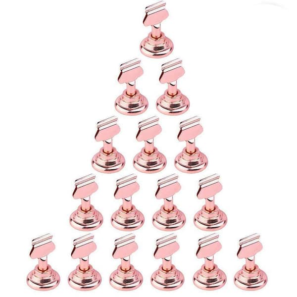 Afoxsos 1 in. x 1.7 in. Pink Stainless Steel Place Card Holders Set of 16 or Photos, Food Signs, Memo Notes, Weddings