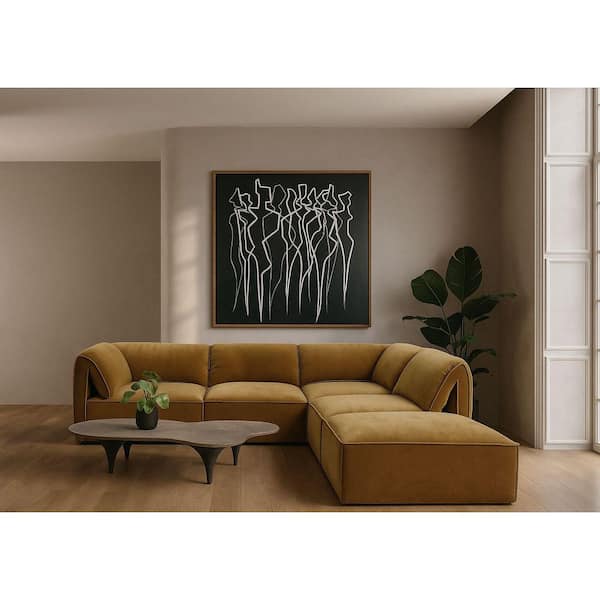 Divani Casa Gene Modern 42.5 in. Armless 1-Piece Fabric Square Sectional Sofa in Ochre