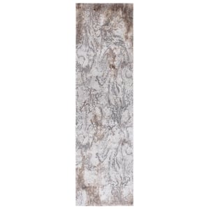 Craft Gray/Brown 2 ft. x 8 ft. Abstract Marble Runner Rug