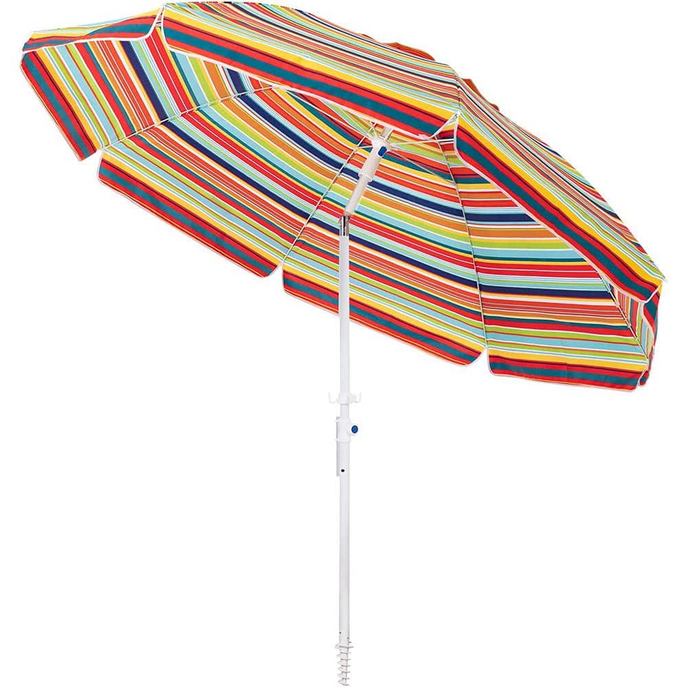 7.5 ft. Beach Umbrella with Sand Anchor and Tilt Mechanism in Portable UV 5