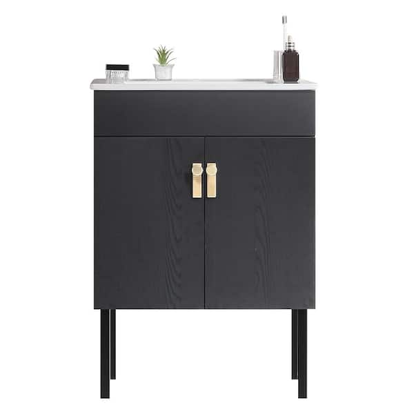 Cadeninc 24 In W X 19 In D X 23 In H Bathroom Vanity With Single   Bathroom Vanities With Tops Gf Lqw1 010 64 600 