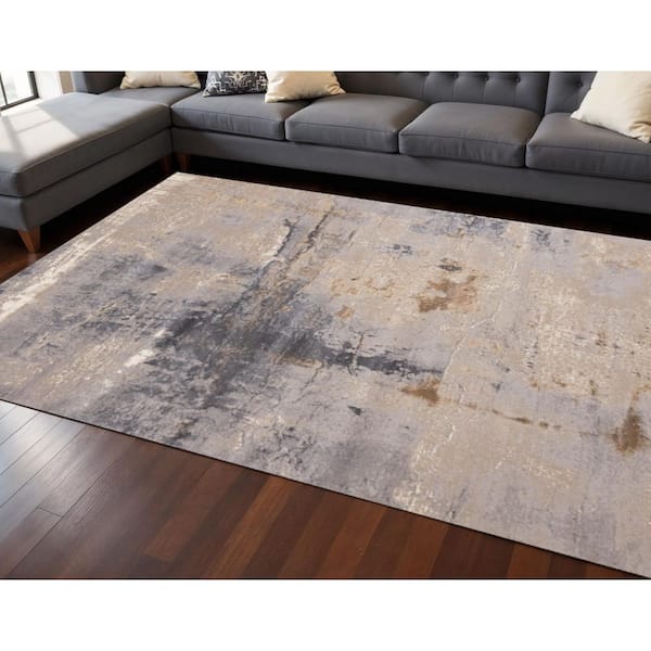7 ft. x 10 ft. Taupe Brown And Gray Abstract Area Rug