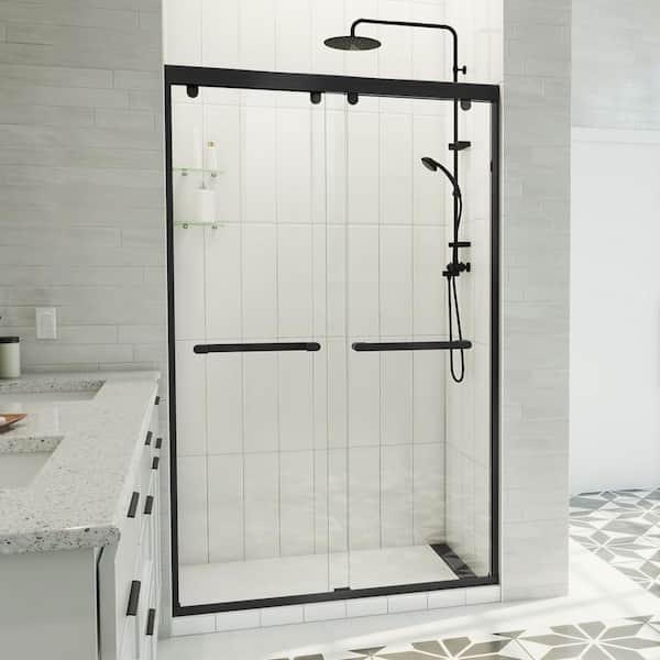 DreamLine Charisma-X 44-48 in. W x 76 in. H Frameless Sliding Bypass Shower Door in Matte Black
