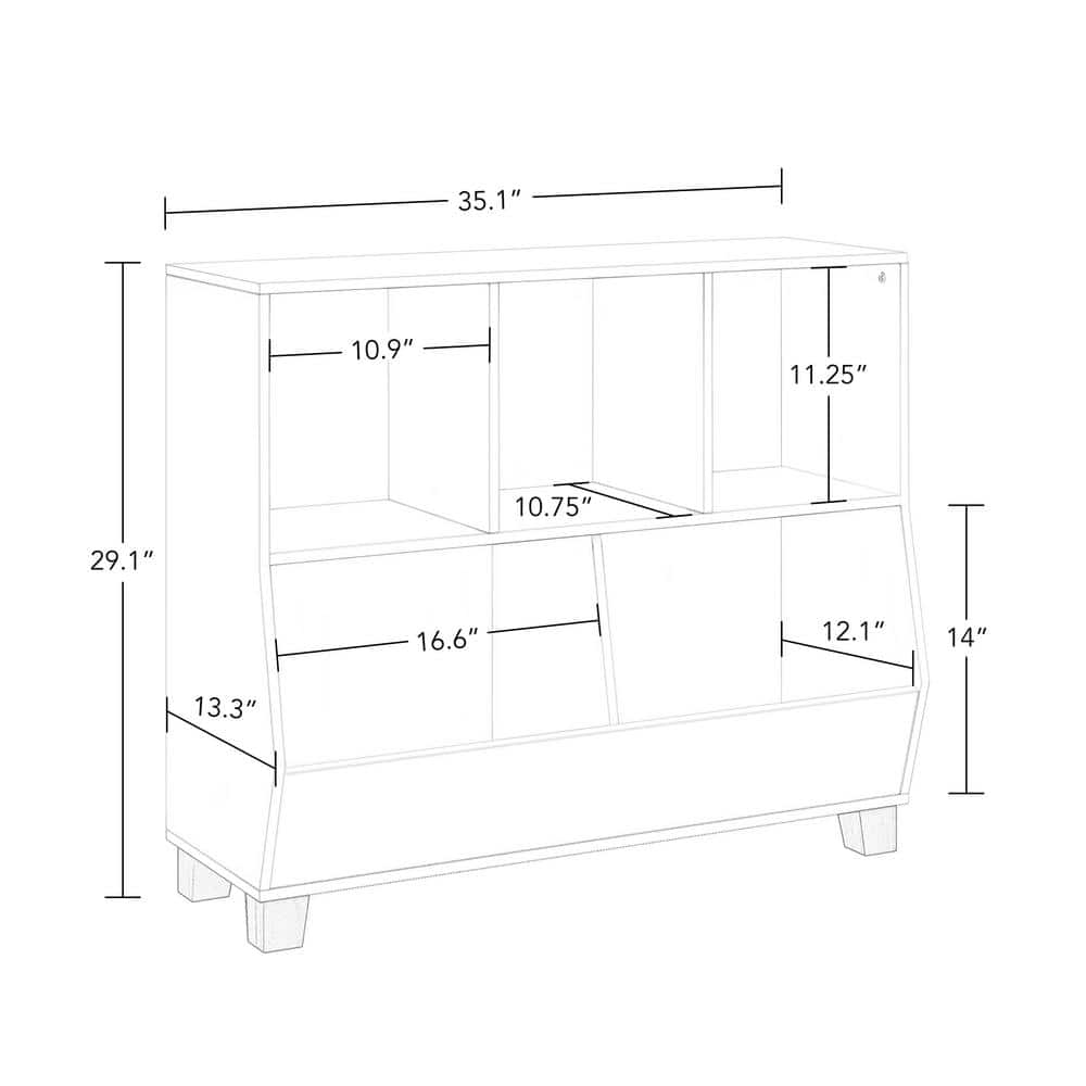 35" White Kids Toy Organizer with Cubbies and Compartments