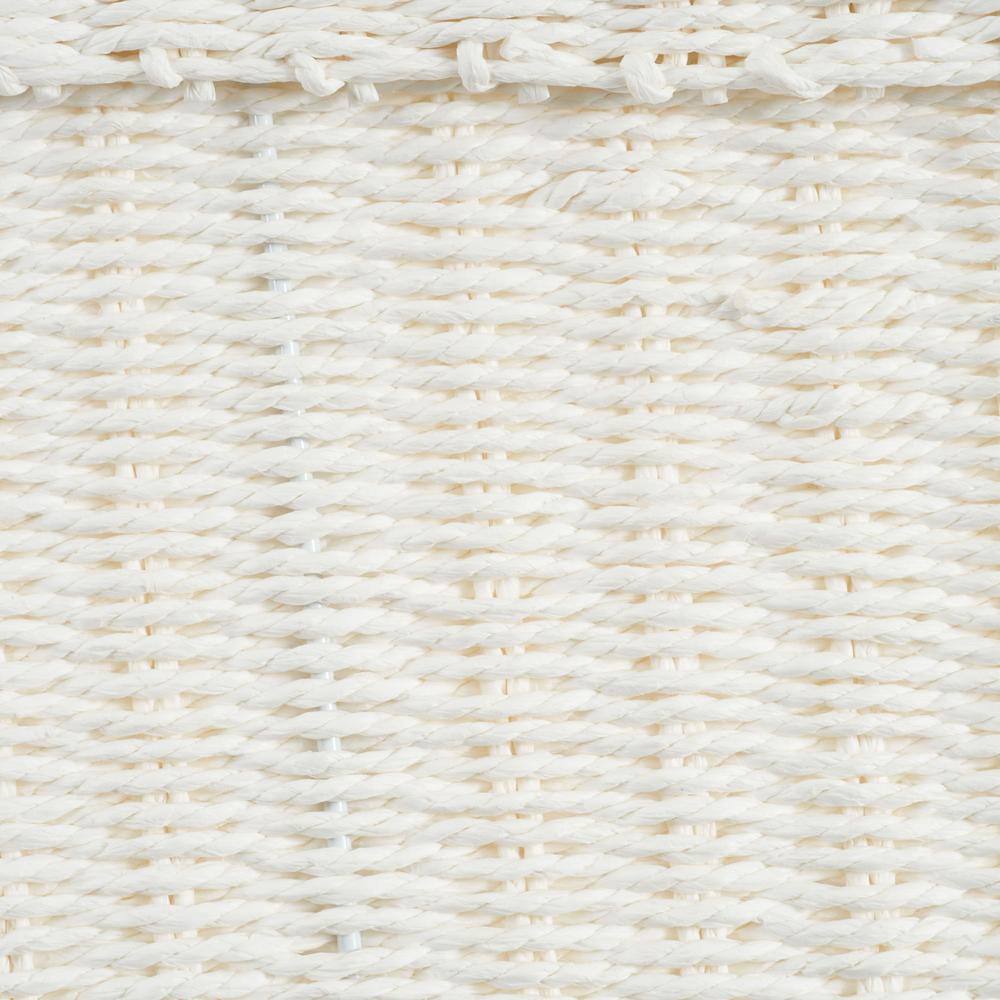 Compact White Paper Rope Wicker Storage Basket with Lid