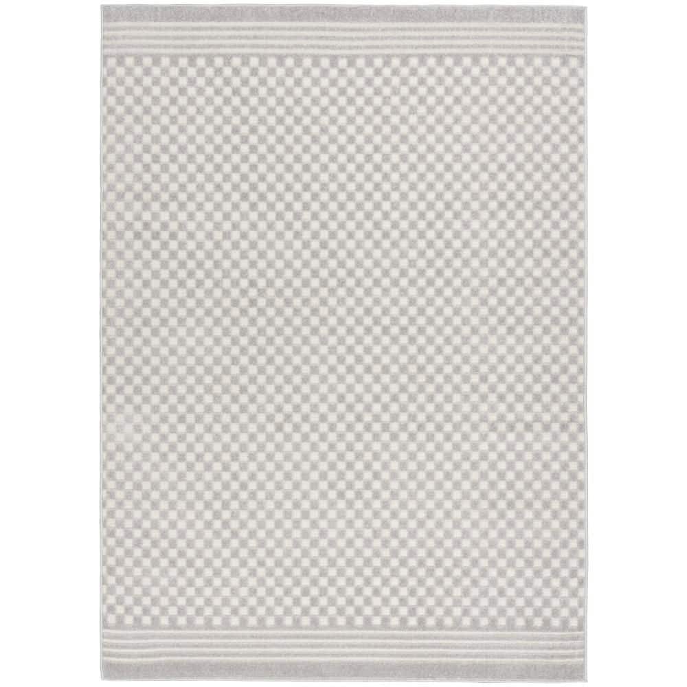 Nourison Casual Light Grey 7 ft. x 9 ft. Checker Contemporary Area Rug ...