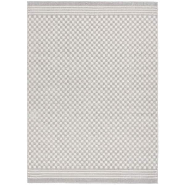 Nourison Casual Light Grey 7 ft. x 9 ft. Checker Contemporary Area Rug