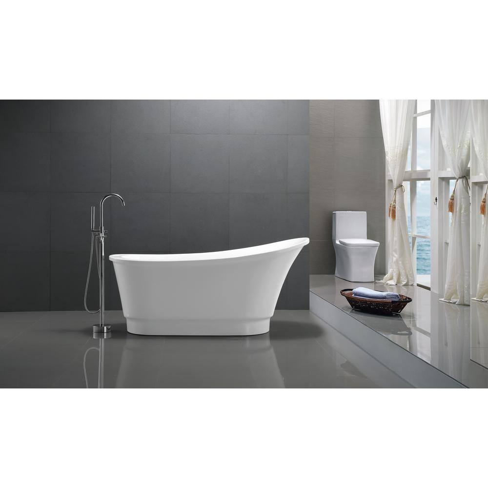 Prima 67'' Glossy White Acrylic Freestanding Soaking Bathtub