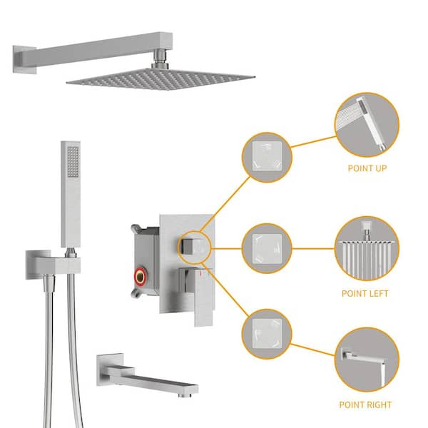 10″ Rain Shower Head & Shower Column Kit for Deck Mounted Walk-In Tub  Faucets