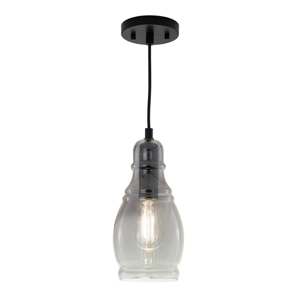 Millie Matte Black Mini Pendant with Smoke Gray Glass