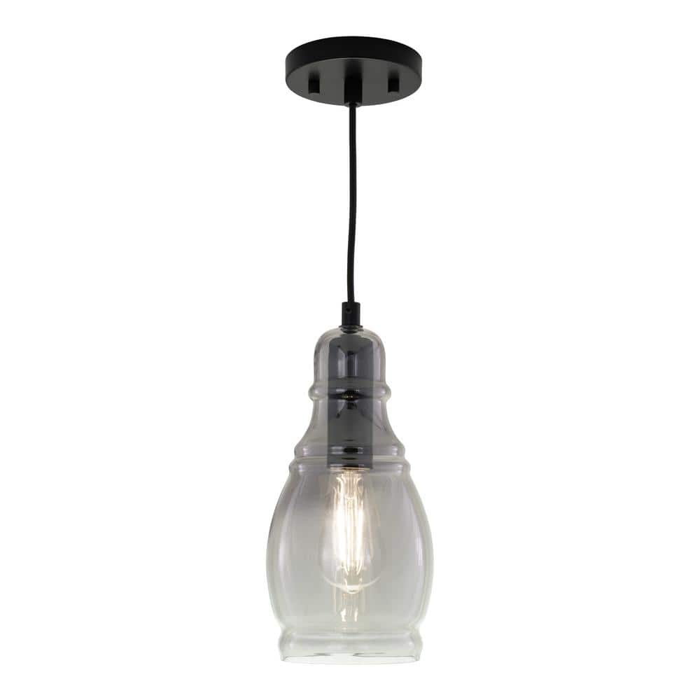 Millie Matte Black Mini Pendant with Smoke Gray Glass