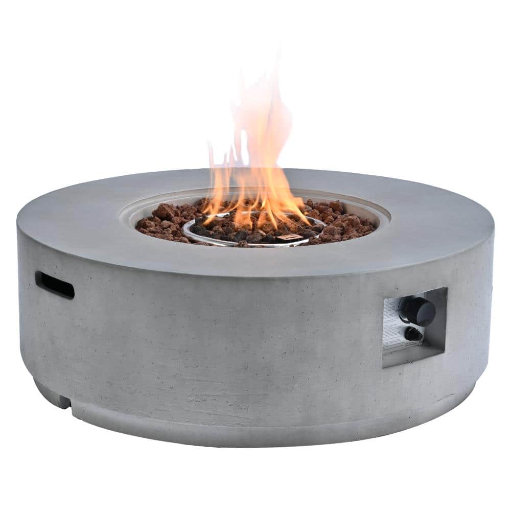 Outdoor Gray 50,000 BTU Faux Stone 13.8 in. H Round Fire Pit Table with Waterproof Cover price history on PriceWatchPro