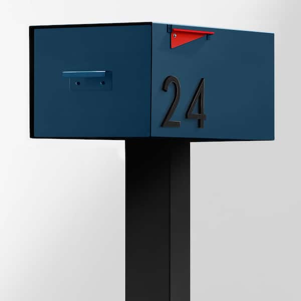 The Malone Color Series-Large Blue Malone Post Mounted Mailbox with Black Post
