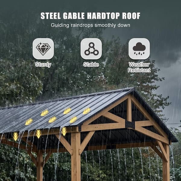 Shade Graphix 15 ft. W x 13 ft. D Wooden Hardtop Gazebo w