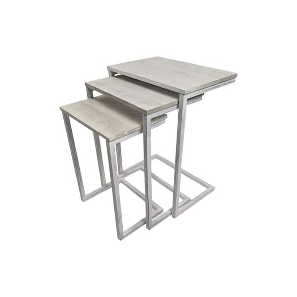 Unbranded Addison 18 in. Whitewash Rectangle Wood End Table