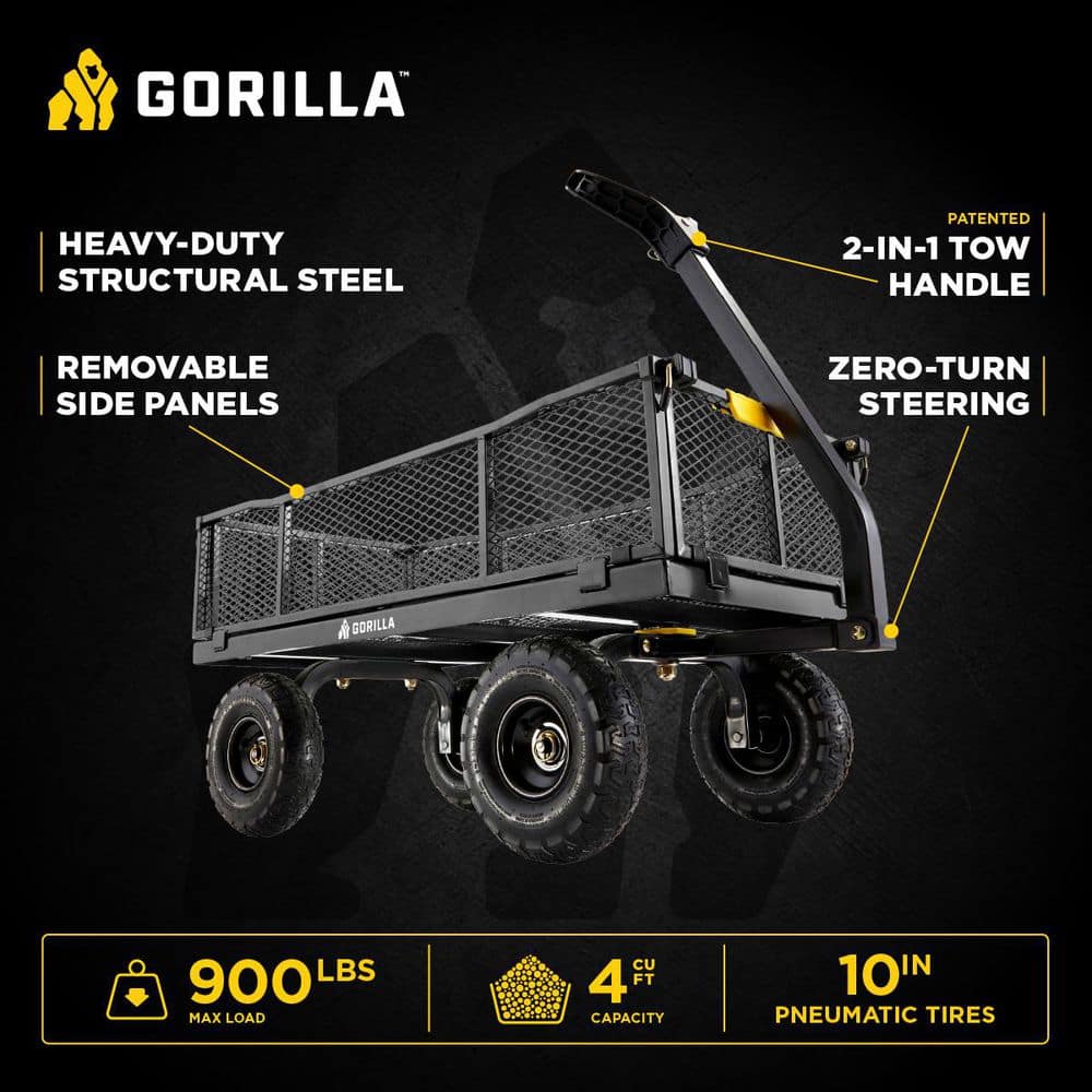 Gorilla Carts Heavy-Duty Steel Utility Wagon with Pneumatic Wheels