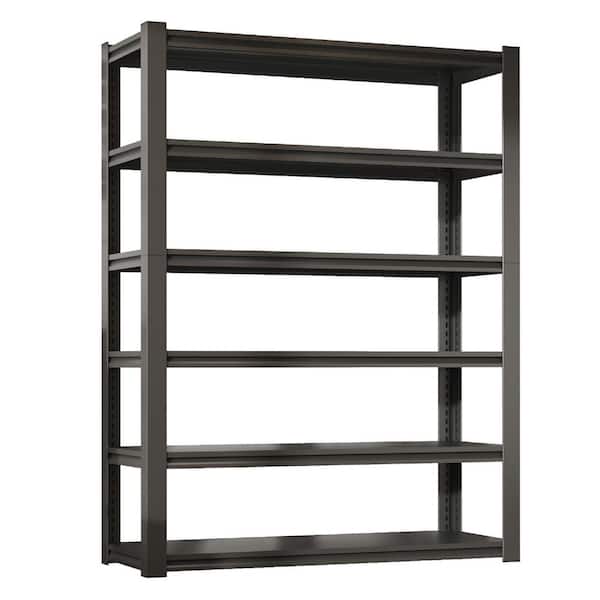 6-Tiers Heavy Duty Steel Adjustable Household Shelving Unit in Black (48 in. W x 82.4 in. H x 18 in. D)