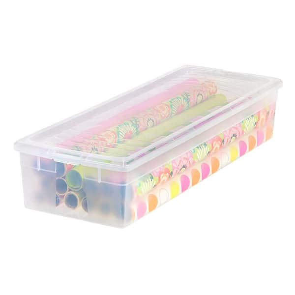 Under Bed Slim Storage Bin Box Wrapping Paper Organizer Crafts Container Tote 