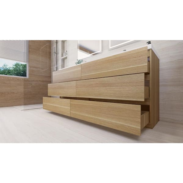 Moreno Bath Angeles 72 in. W Vanity in White Oak with Reinforced Acrylic  Vanity Top in White with White Basin MOA72D-CO - The Home Depot