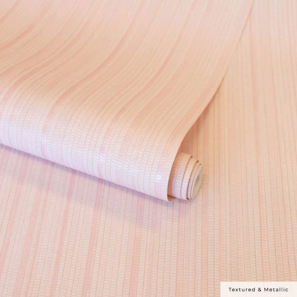 Pink Textured Grasscloth Peel and Stick Wallpaper Roll