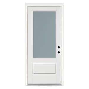 36 in. x 80 in. Left-Hand Inswing 3/4 Lite Frosted Glass Finished White Fiberglass Prehung Front Door