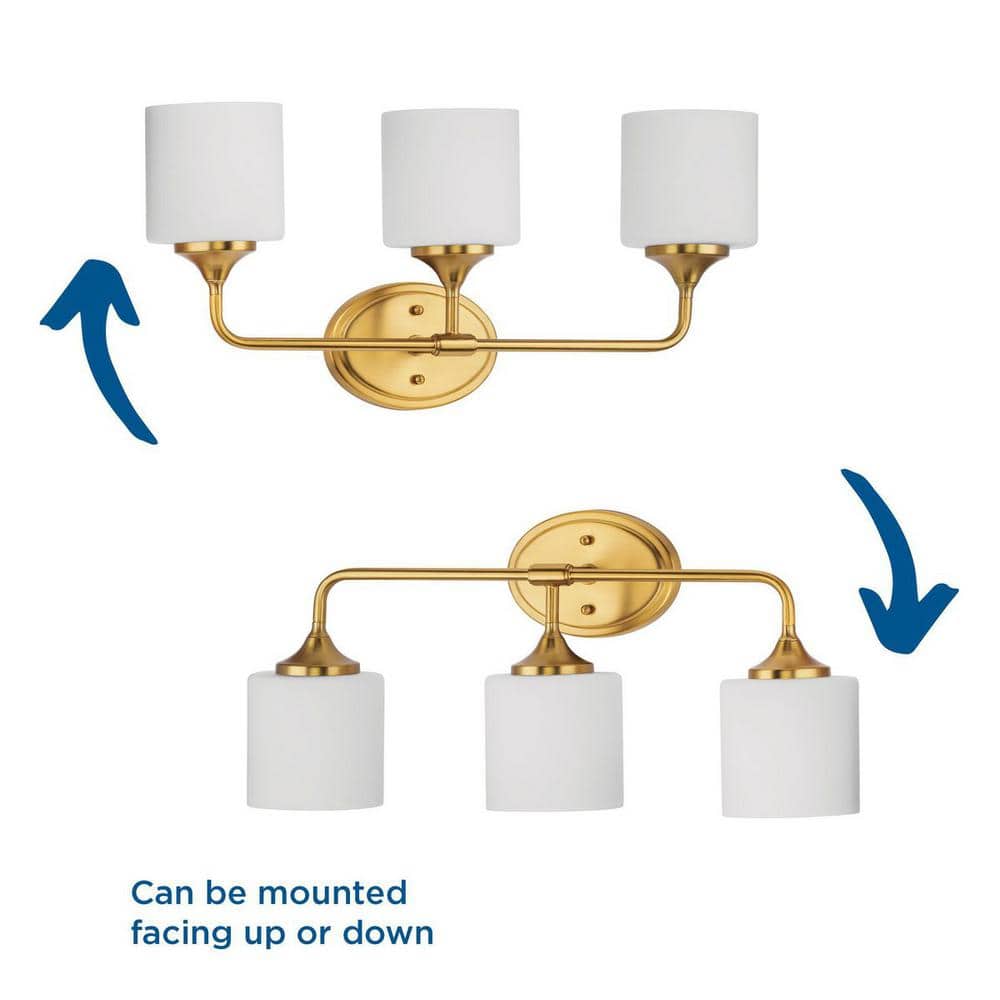 Lynzie Brushed Gold 3-Light Dimmable Bath Vanity Light